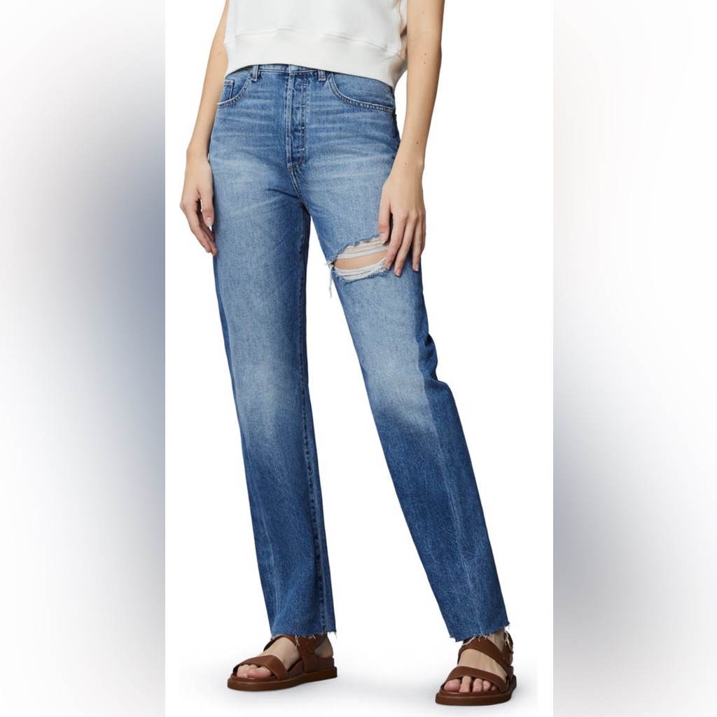 Dl1961 Emilie Ripped Raw Hem Ultra High Waist Straight Leg Jeans